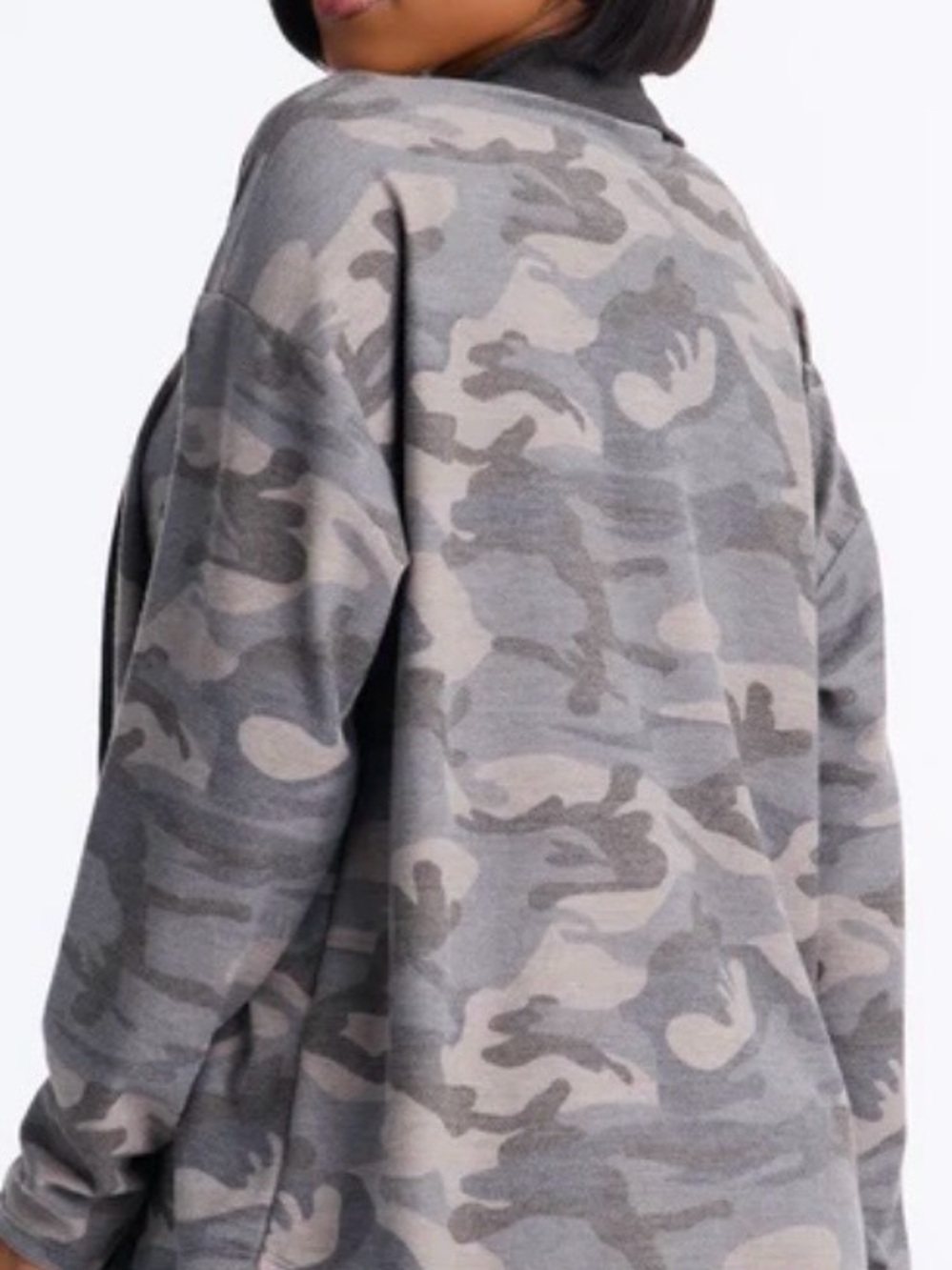Athleta Gray Camouflage Crewneck Sweater